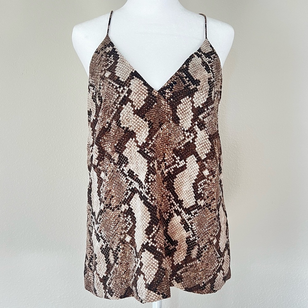 H&M Snakeskin Print Cami Top Y2K Animal Print Spaghetti Strap S